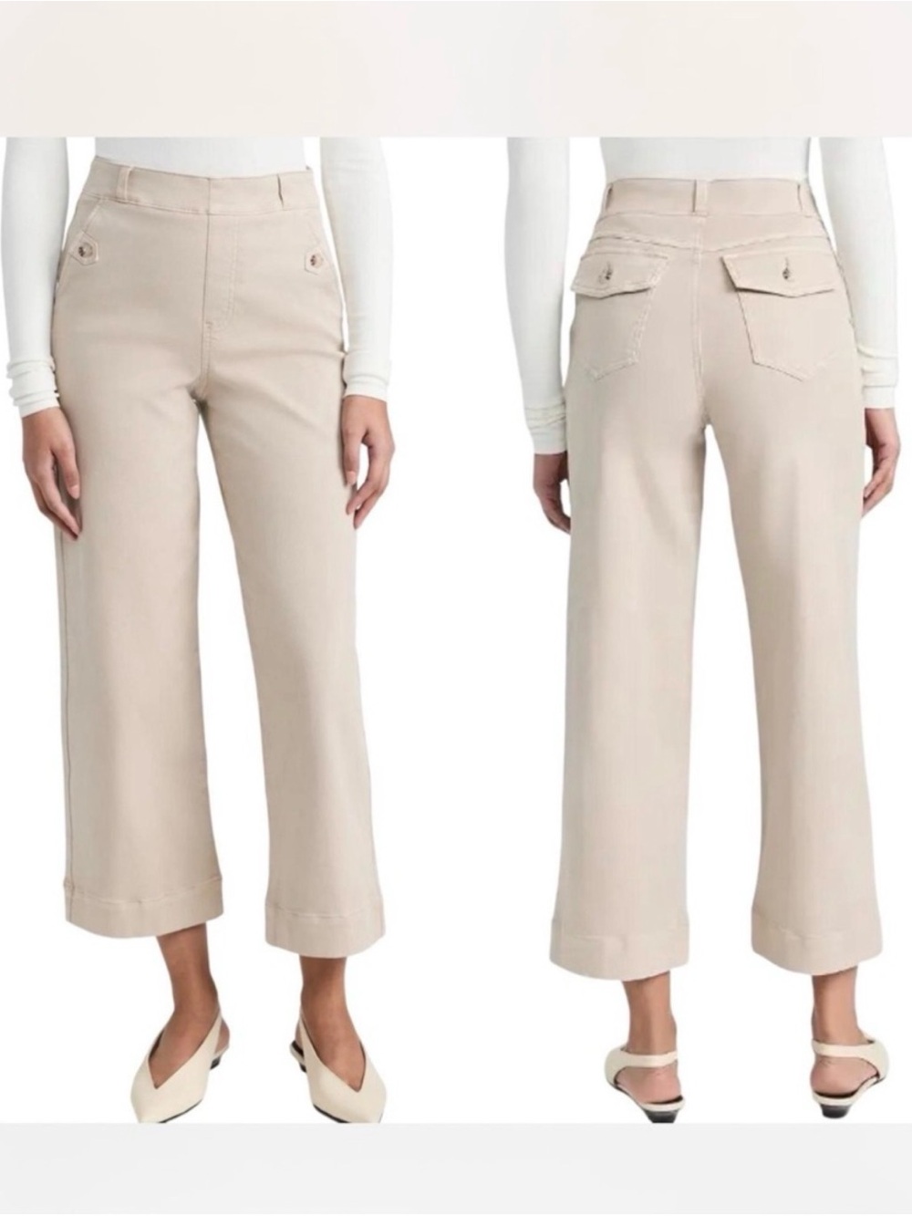 SPANX Stretch Twill Cropped Wide Leg Pants size S Inseam 24” 20312